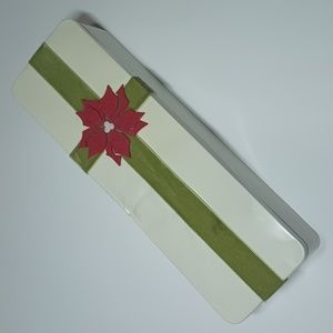 VTG Harry London Candy Tin Metal Christmas Present Poinsettia